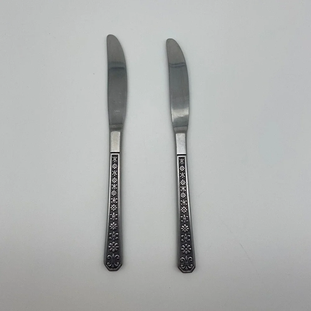 Interpur Petal Florenz Stainless Flatware Knives Japan Vintage MCM (Lot of 2)